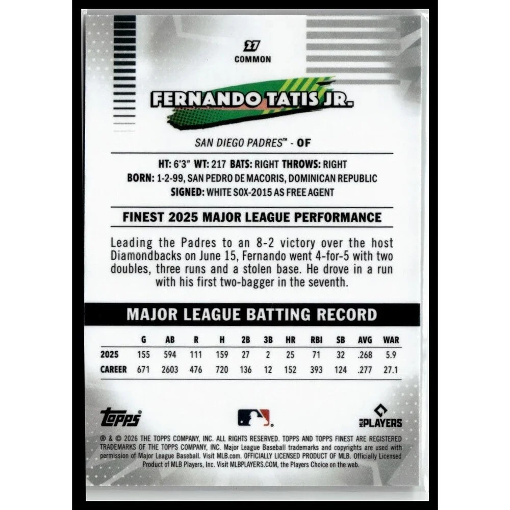 2026 Finest Fernando Tatis Jr. Geometric Refractors